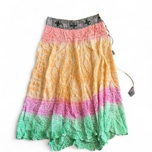 Sweet by Miss Me Silk Boho Maxi Skirt – Size Medium – Multi-Color Tie-Dye